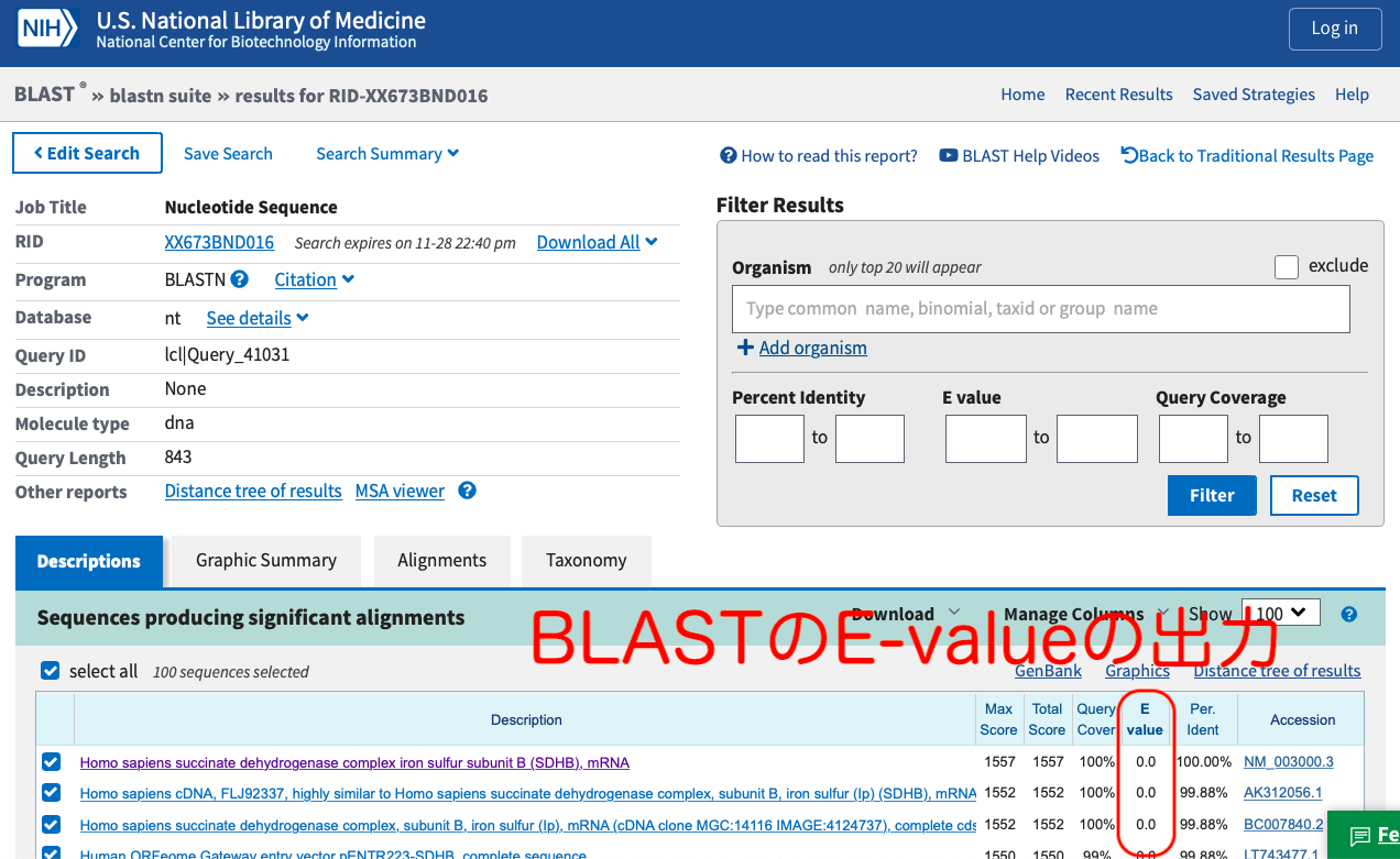 BLASTの使い方 - 結果の見方